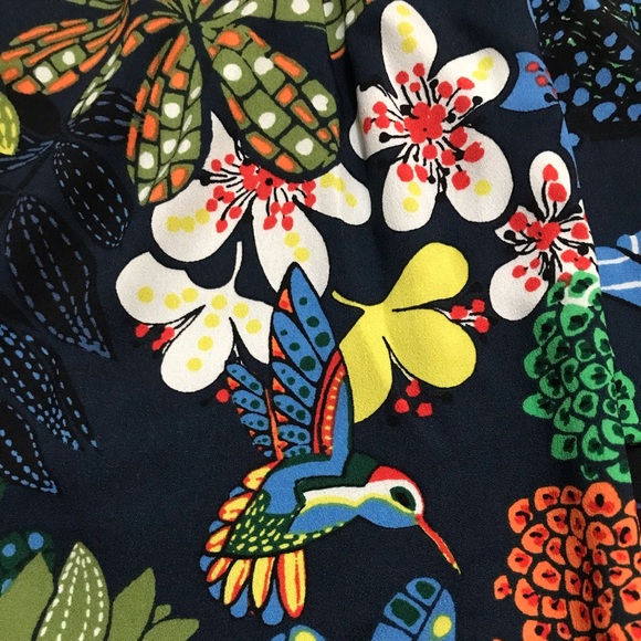 LOFT Tropical Floral Skirt, Hummingbird Boho Elastic Waist Pull On Petite Small - Picture 5 of 12